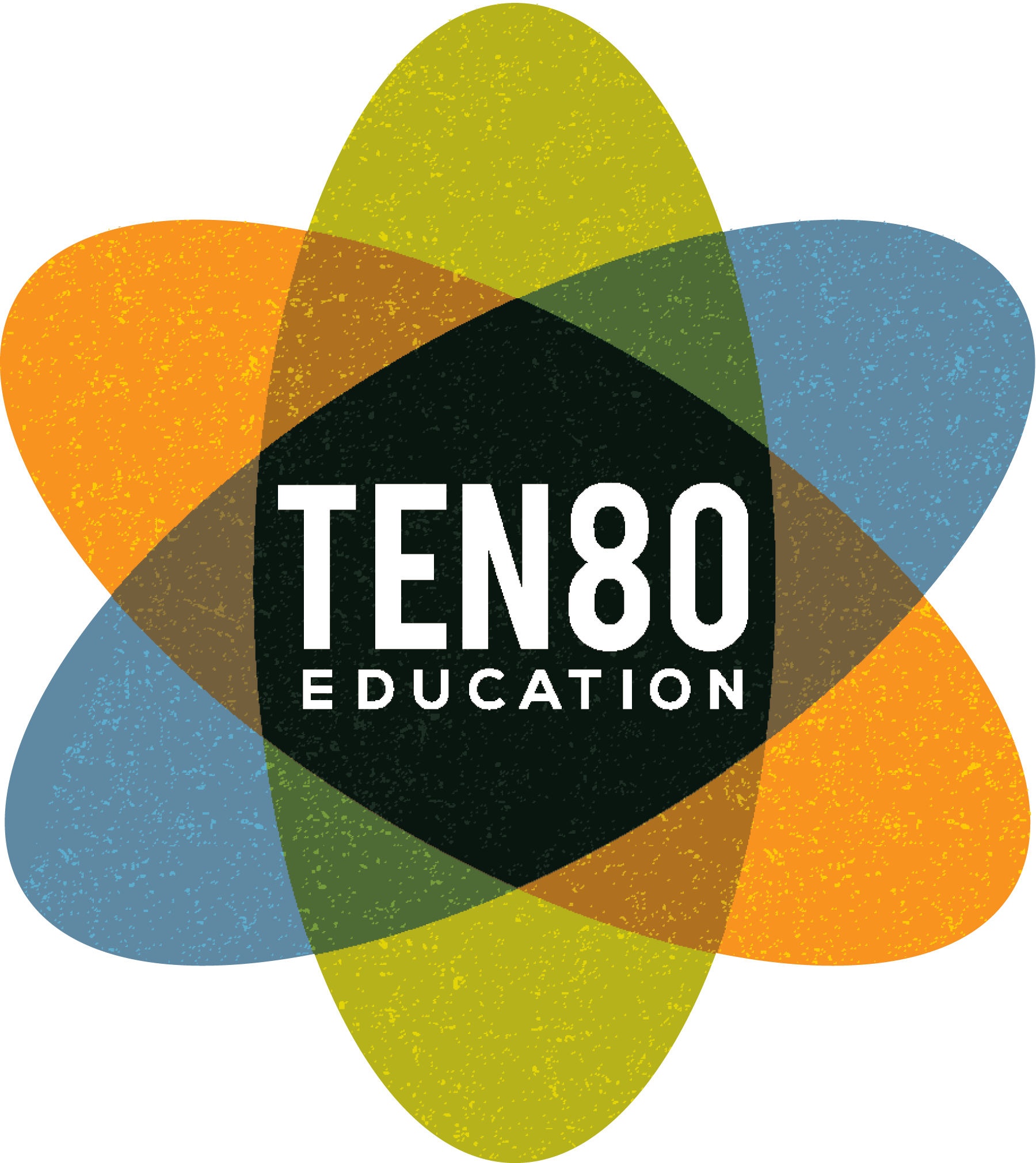an atom like figure with ten80 education written in its center